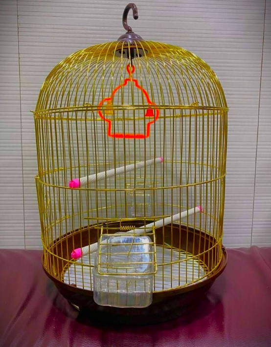 Round Metal Bird Cage, 2 Sticks,1 Swing, 1 Feeder Bowl